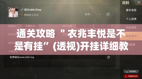 通关攻略 ＂衣兆丰悦是不是有挂”(透视)开挂详细教程