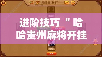 进阶技巧 ＂哈哈贵州麻将开挂	”详细开挂玩法