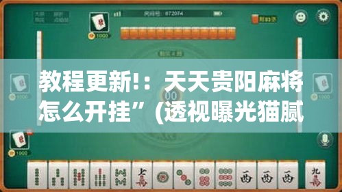 教程更新!：天天贵阳麻将怎么开挂”(透视曝光猫腻)