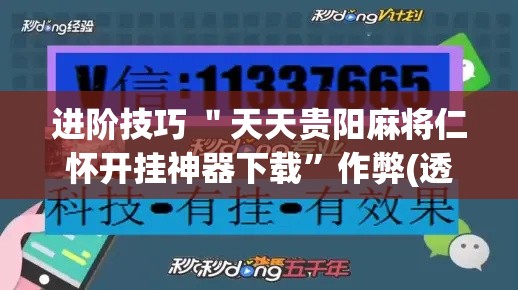 进阶技巧 ＂天天贵阳麻将仁怀开挂神器下载”作弊(透视)透视辅助