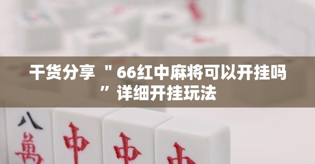 干货分享 ＂66红中麻将可以开挂吗”详细开挂玩法