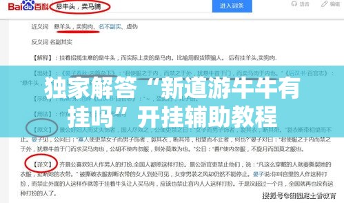 独家解答“新道游牛牛有挂吗”开挂辅助教程