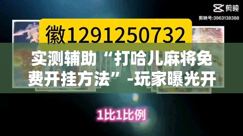 实测辅助“打哈儿麻将免费开挂方法”-玩家曝光开挂流程