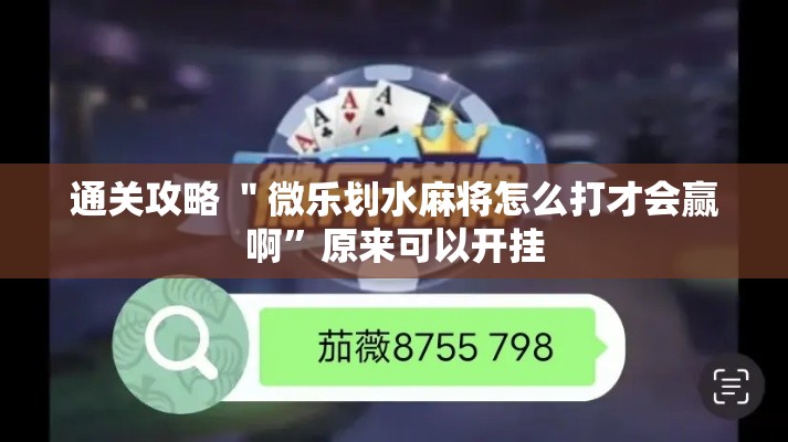 通关攻略 ＂微乐划水麻将怎么打才会赢啊	”原来可以开挂