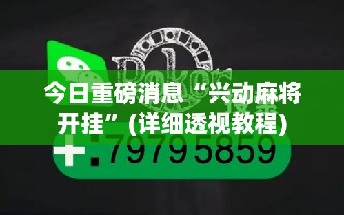 今日重磅消息“兴动麻将开挂”(详细透视教程)