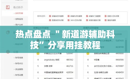 热点盘点 ＂新道游辅助科技”分享用挂教程