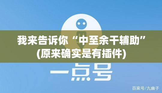 我来告诉你“中至余干辅助	”(原来确实是有插件)