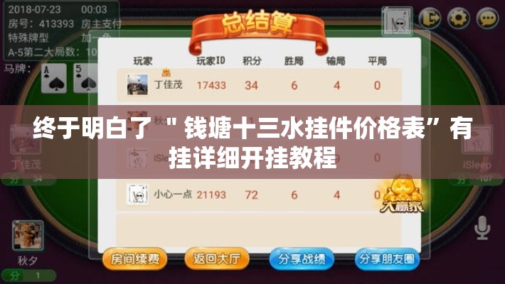 终于明白了 ＂钱塘十三水挂件价格表”有挂详细开挂教程
