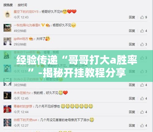 经验传递“哥哥打大a胜率”-揭秘开挂教程分享