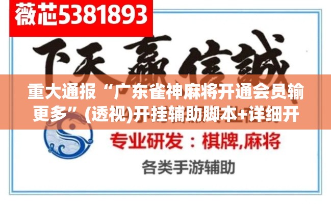 重大通报“广东雀神麻将开通会员输更多	”(透视)开挂辅助脚本+详细开挂安装教程