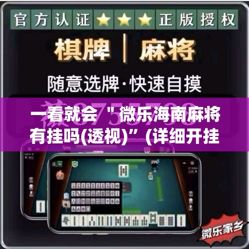 一看就会 ＂微乐海南麻将有挂吗(透视)	”(详细开挂教程)