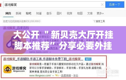 大公开 ＂新贝壳大厅开挂脚本推荐”分享必要外挂教程