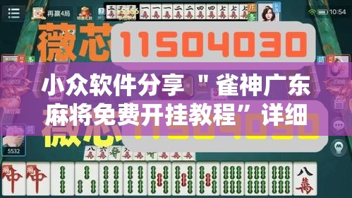 小众软件分享 ＂雀神广东麻将免费开挂教程”详细开挂安装教程