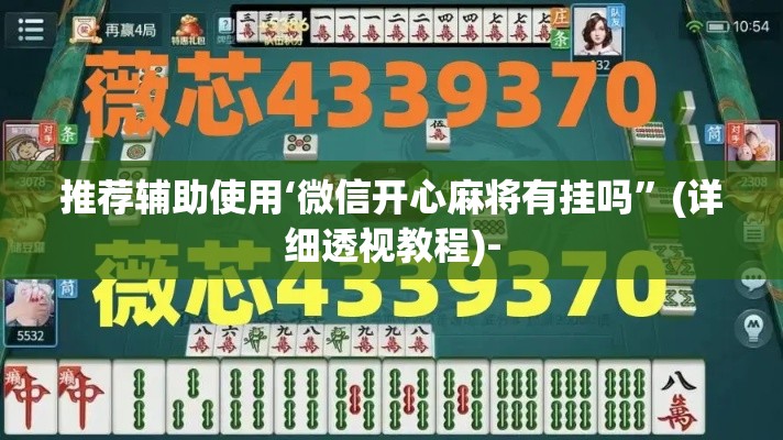 推荐辅助使用‘微信开心麻将有挂吗”(详细透视教程)-