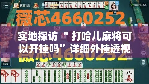 实地探访 ＂打哈儿麻将可以开挂吗”详细外挂透视辅助软件教程