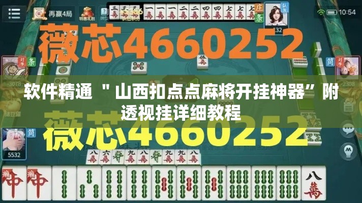 软件精通 ＂山西扣点点麻将开挂神器	”附透视挂详细教程