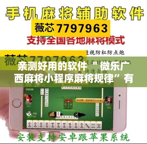 亲测好用的软件 ＂微乐广西麻将小程序麻将规律	”有挂详细开挂教程