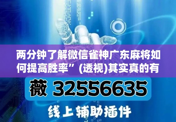 两分钟了解微信雀神广东麻将如何提高胜率”(透视)其实真的有挂