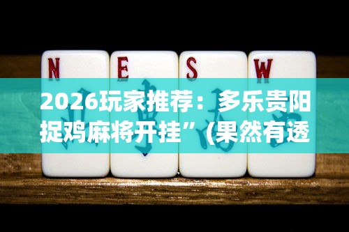 2026玩家推荐：多乐贵阳捉鸡麻将开挂	”(果然有透视挂)