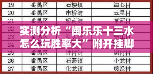 实测分析“闽乐乐十三水怎么玩胜率大”附开挂脚本详细步骤