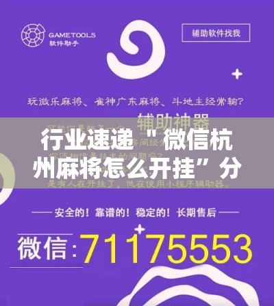 行业速递 ＂微信杭州麻将怎么开挂”分享辅助外挂教程
