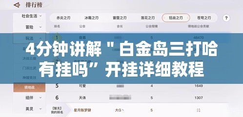 4分钟讲解＂白金岛三打哈有挂吗”开挂详细教程