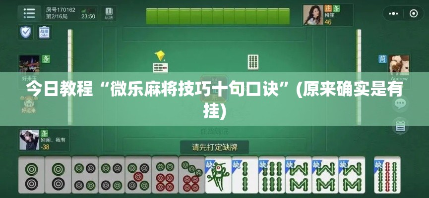 今日教程“微乐麻将技巧十句口诀”(原来确实是有挂)