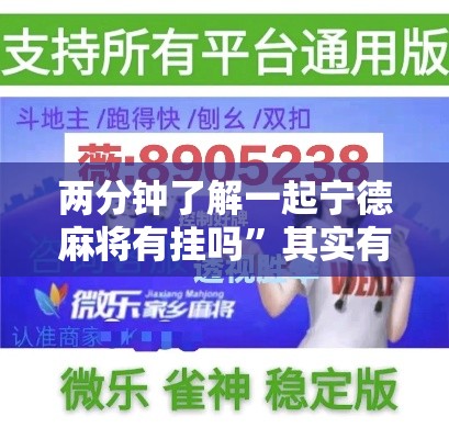 两分钟了解一起宁德麻将有挂吗”其实有开挂插件!